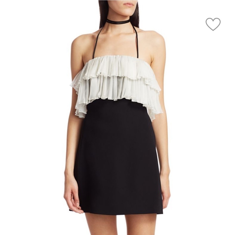 Alexis Barbara Bani Mini Little Black Dress With Ruffles Off White Size S